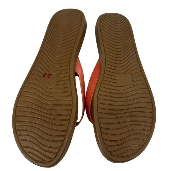 Reel Legends Thong Flip Flops Womens Size 11 Coral Orange Faux Leather Casual - Picture 6 of 6